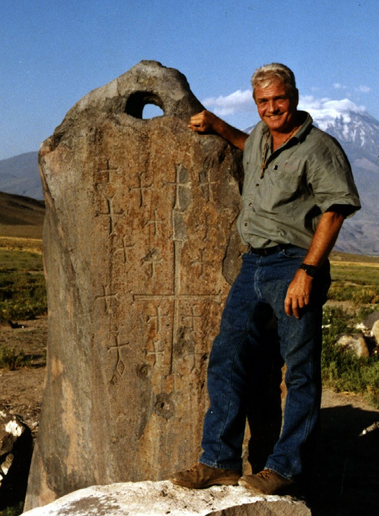 David Fasold stands beside an Arzap drogue stone.